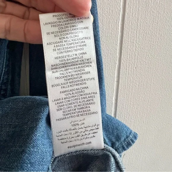 Equipment Femme Arlette Chambray Denim Button Down Tunic Top - Picture 5 of 13